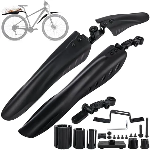 Fahrrad Schutzblech Set 24-28 Zoll, Universal Schutzblech Mountainbike für Vorne & Hinten, Verstellbar Abnehmbares MTB Schutzblech Set zum Schutz vor Spritzwasser & Schmutz, für Mountainbike Citybike