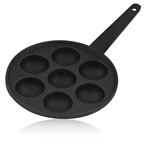 BBQ-Toro Gusseisen Poffertjes Pfanne - Pfannen für 7 Poffertjes, aus Gusseisen für gleichmäßige Wärmeverteilung, ideal für Grill und Backofen - perfekt für leckere Mini-Pfannkuchen!