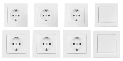 MC POWER FLAIR - 16-teiliges Wand-Steckdosen und Schalter Set - Schutzkontaktsteckdosen-Set, vielseitig einsetzbar mit modernem Design und einfacher Montage für alle Einrichtungsstile.