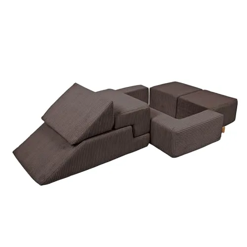 MEOWBABY Modulares Sofa für Kinder - Weiche Schaumstoffbausteine zum Spielen, Aesthetic, Braun