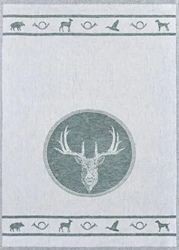 KRACHT Geschirrtuch Jacquard Halbleinen Jagd grün 50x70 cm