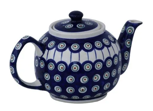 Original Bunzlauer Keramik Teekanne 1,00 Liter im Dekor 8 in blau von Unbekannt