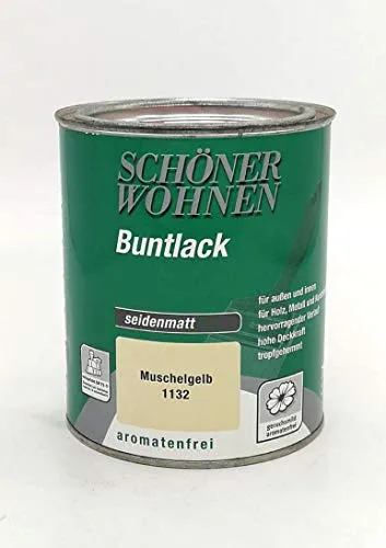  750ml Schöner Wohnen Buntlack Muschelgelb 1132 Seidenmatt Innen + Außen 22EUR/l