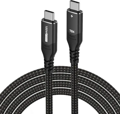 USB C Thunderbolt 4 Kabel 40Gbps, Schnellladung 100W USB 4 Datenkabel, 8K@60Hz USB C auf USB C Kabel für MacBook, Dock, PSSD, iPhone 16, Laptop, Android Auto, eGPU, 2m