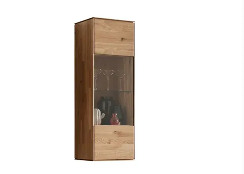 Main Möbel Hängevitrine 'Prag' aus Massivholz Eiche - Glasvitrine aus geölter Wildeiche, 40x123cm, bietet stilvolle Aufbewahrung und edles Design für Ihr Zuhause.