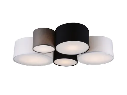 TRIO Leuchten LED Deckenleuchte - Ausgefallene Stofflampe für Esstisch - Moderne LED Deckenleuchte mit 90cm Breite und fünf dimmbaren E27 Leuchtmitteln, ideal für blendfreie Beleuchtung im Wohnzimmer oder über dem Esstisch.