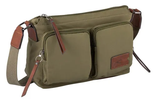 camel active Sky Damen Umhängetasche - Mittelgroß & Vielseitig - Umhängetasche in Grün, ideal für den Alltag mit 2-in-1 Tragevarianten und flexiblem Schulterriemen. Maße: 28,5x11,5x25,5 cm, leichtes Nylon kombiniert mit Lederimitat für einen ansprechenden Look.