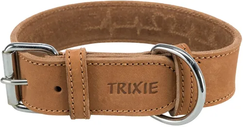 TRIXIE Hunde-Halsband Rustic Fettleder-Halsband Heartbeat - braun - 34–40 cm/30 mm, Leder