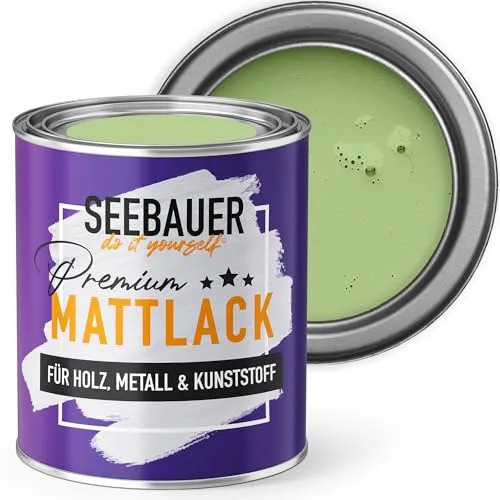 SEEBAUER diy Mattlack Grün 750ml für Innen & Außen (No. 735 Spring Feeling) Möbelfarbe ohne Schleifen - Hybrid-Lack für Holz, Metall, Kunststoff - Holzlack, Möbellack hohe Deckkraft