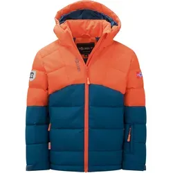 Trollkids Kids Gryllefjord Jacket 128, deep orange - Funktionsjacke für Kinder, wasserabweisend und winddicht mit hoher Wärmeleistung und praktischen Taschen für Abenteuer im Freien.