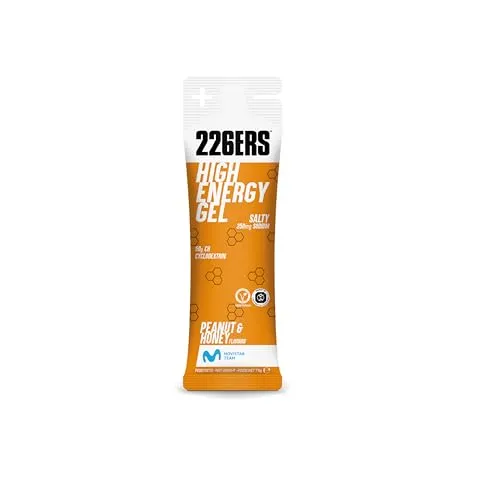 226ERS High Energy Gels, Veganes Energie Gel mit Cyclodextrin als Kohlenhydrat und 250 mg Natrium, Power Gel, Erdnuss und Honig - 1 Gel x 76g