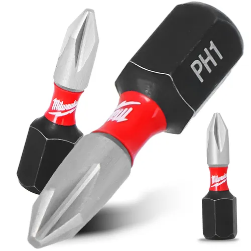 Magnetisch Bit PH1 25 mm Stahl Philips Schraubendreher MILWAUKEE Magnetbit Kurz
