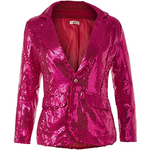 dressforfun Blazer Damen - Glitzerndes Kostüm für Fasching und Disco - Funktionsjacken mit glitzernden Pailletten für hohen Tragekomfort und perfekten Sitz. Ideal für Faschingskostüme, Rave-Outfits und 80er Jahre Looks.