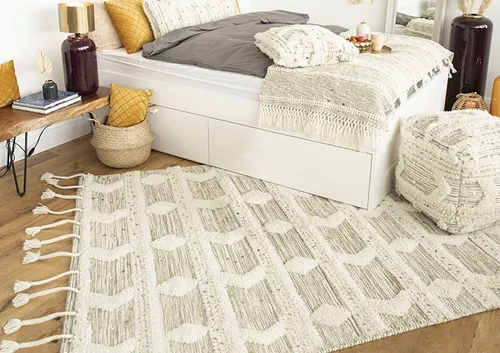 Xxxl Teppich Bohist 425 Creme / Khaki - Moderne Teppiche in Boho-Design, rechteckig und pflegeleicht, ideal für jedes Wohnambiente mit einer Größe von 80x150 cm.