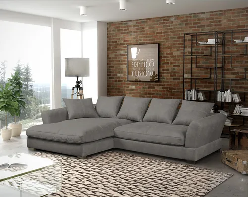 Ecksofa Couchgarnitur TIZIAN in Silbergrau in grau von Fun Möbel