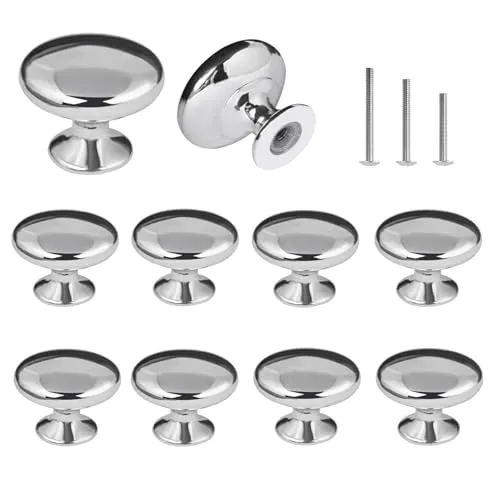 ShipeeKin Silber Möbelknöpfe Chrom Schrankknöpfe verchromt Kommodenknöpfe 30mm für Kleiderschrank, Schublade, Schlafzimmer, Badezimmer, Küche, Büro Usw(10stk)
