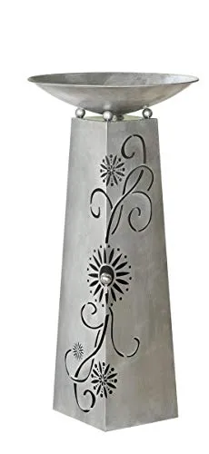 GILDE Schalenständer Blütenranke antik Silber - Dekoschalen mit eleganter Blütenranke und Edelstahlkugel, ideal für stilvolle Pflanzenpräsentation in jedem Raum.
