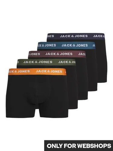 Jack & Jones Trunk JACOLIVER – Elastische Boxershorts mit Stretch und Bund (Packung, 5-St) bedruckt, modisch, regular fit, Jersey schwarz S
