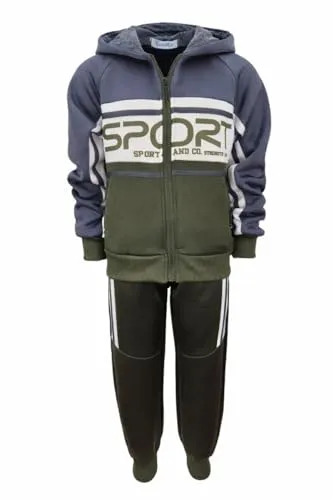 Fashion Boy warmer Trainingsanzug Sport Jogginganzug Kinder Freizeitanzug in Grün, Gr. 140/146, JF176.12