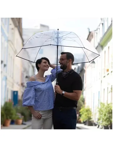 SMATI Transparenter Golfschirm XXL - Vollautomatik & Winddicht - Schirme für Damen, mit automatischer Öffnung, transparentem Design und einem Durchmesser von 124 cm - ideal für Golf und Schutz bei jedem Wetter.