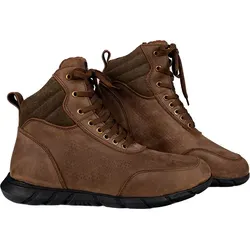 Rusty Stitches Paolo Motorradschuhe - Atmungsaktive Motorradstiefel in Braun (Gr. 45) - Motorradstiefel aus 100% Ziegenleder, atmungsaktiv und sportlich, ideal für komfortable Fahrten. Größe 45, Slip-On Design für einfachen Einstieg.