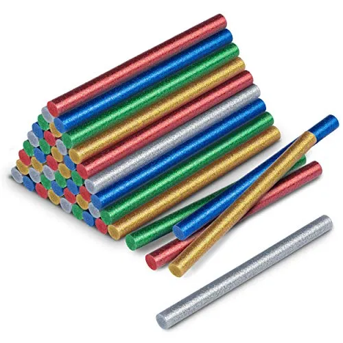 TROTEC 50 Stück Heißklebestifte 11mm Glitzer - Klebstoff für 11mm Heißklebepistole Heißkleber Sticks Klebestifte
