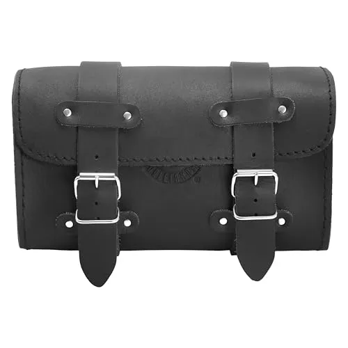 ORLETANOS Werkzeugtasche Juno kompatibel mit Harley-Davidson Gepäckrolle Werkzeugrolle Toolbox Leder Ledertasche Heritage Shovel Dyna Street Bob HD schwarz Black