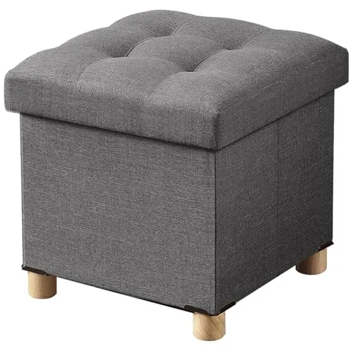 BRIAN & DANY Faltbarer Sitzhocker mit Stauraum, Grau, 38 x 38 x 38 cm