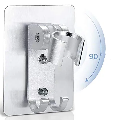 WANLIAN Stark haftender Duschkopfhalter Verstellbarer Duschstabhalter, Handbrause-Wandhalterung mit 2 Aufhängerhaken, Duschkopf- und Bidet-Sprühhalterung besser als Saugnäpfe