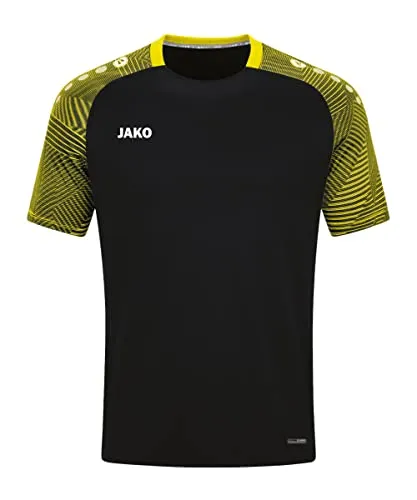 JAKO Kinder T-Shirt Performance, Schwarz/Soft Yellow, 152 - Badmintonbekleidung Mädchen, atmungsaktiv und schnell trocknend, aus 100% recyceltem Polyester für umweltbewusste Sportlerinnen.