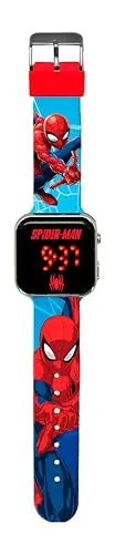 Kids Licensing Kinder Lizenz - LED Digitale Uhr für Kinder mit Charakteren verfügt über Zeit-, Datums- und Riemenfunktionen einstellbar, LED Spider-Mann, Blaue Spider-Mann