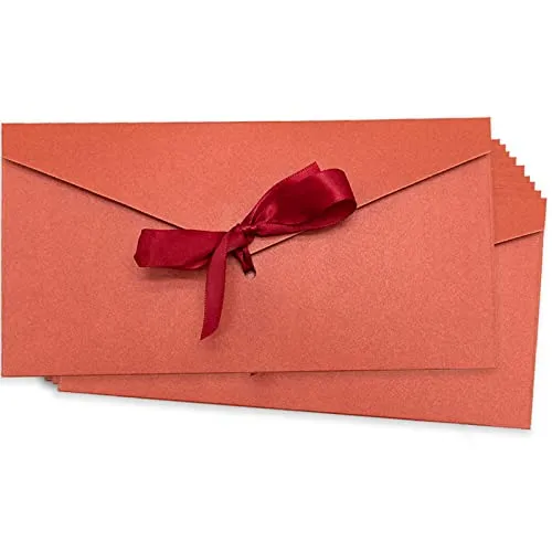Bunte Briefumschläge mit Band Umschläge für Grußkarten, Einladungskarten, Geburtstagskarten, Geschenkkarten 200 x 110 mm 10