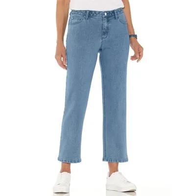 Bequeme Jeans CASUAL LOOKS, Damen, Gr. 44, Normalgrößen, blau (blau, bleached), 78% Baumwolle, 20% Polyester, 2% Elasthan, unifarben, lang, Jeans