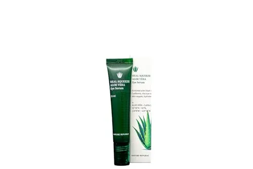NATURE REPUBLIC REAL SQUEEZE ALOE VERA AUGENSERUM, Hochkonzentrierte Aloe Vera 200:1, Mit Hyaluronsäure und Niacinamid, Korean Skincare