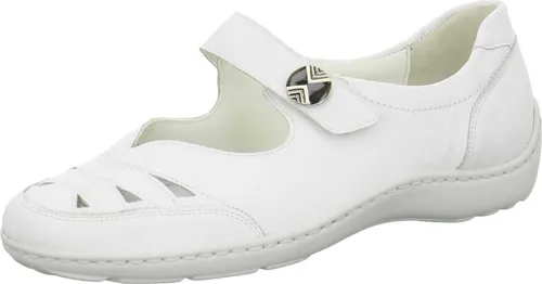 Waldläufer Henni Klett-Ballerina - Komfortabler Damen Slipper in Weiß - Hausschuhe mit Pro-Aktiv Fußbett für optimale Unterstützung und Durchblutung. Der praktische Klettverschluss sorgt für eine individuelle Passform und erleichtert das An- und Ausziehen.