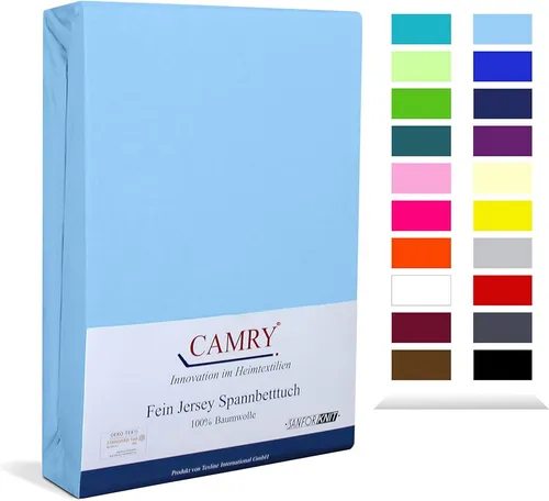 Camry Spannbettlaken CLASSIC, Jersey Baumwolle, Gummizug: rundum, viele Farben, alle Matratzenhöhen, Bettlaken, Spannbetttuch