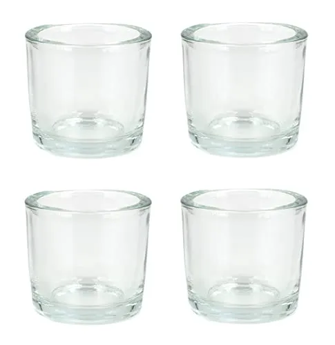 Teelichthalter Glas 6,5x6cm Set 4 Stück Teelichtgläser Windlichtglas Windlicht klein transparent