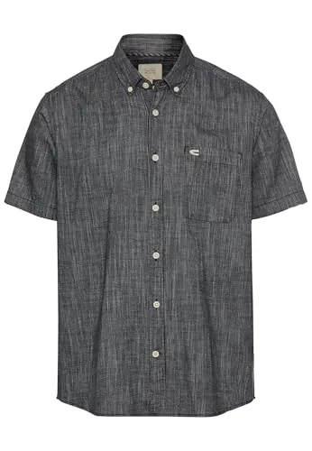 camel active Herren Kurzarmhemd mit Strukturmuster Dunkelblau, menswear-5XL