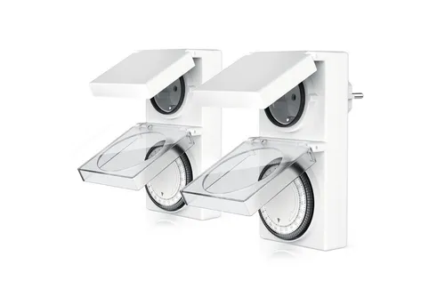 BEARWARE Zeitschaltuhr Mechanischer Outdoor Timer - Mechanische Zeitschaltuhr für Innen & Außen, IP44 spritzwassergeschützt, ideal für Gartenbeleuchtung und Teichpumpen, einfache Programmierung für mehr Sicherheit und Energiekostenersparnis.