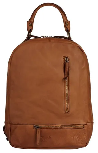 Cityrucksack SAMANTHA LOOK - Echtleder in Cognac - Rucksäcke, stilvoller Cityrucksack aus 100% Rindleder mit Vintage-Look, ideal für den Alltag. Der bodentiefe Reißverschluss sorgt für einfachen Zugriff auf das geräumige Hauptfach.