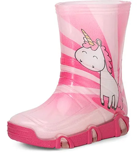 Ladeheid Kinder Mädchen Jungen Gummistiefel SwkBW30 (Rosa Einhorn 30, 23/24 EU)