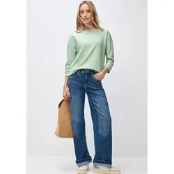 Street One Damen 3227924 Shirt mit U-Boot-Ausschnitt, Serene Green, 36 - T-Shirt für Damen mit U-Boot-Ausschnitt und Rippdetail, ideal für lässige Looks, in eleganter unifarbener Optik.