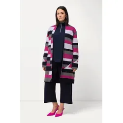 Ulla Popken Strickjacke Jacquard offene Form in Rosa 54/56 von Ulla Popken