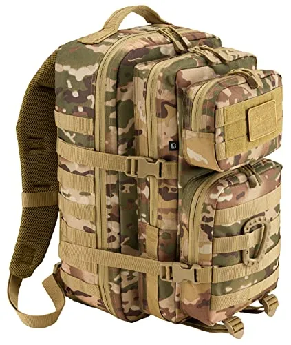 Brandit US Assault Rucksack Tactical Camo Large - Großer taktischer Rucksack für Reise, Camping und Trekking, mit Molle-System und vielen Fächern für optimale Organisation. Inkl. Multifunktionstuch für zusätzlichen Komfort.