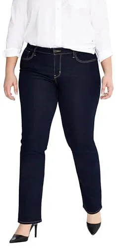 Levi's Damen Plus Size 314 Shaping Straight Jeans, Dark Indigo - Flat Finish - Jeans für Damen in Plus Size, formt den Bauch und betont die Kurven für eine schmeichelhafte Silhouette.