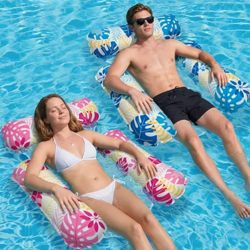 Elidepe Luftmatratze Pool, 4 in 1 Pool Spielzeug Wasserhängematte, 2 Stück Pool Zubehör Spaß Erwachsene, Wasserspielzeug Luftmatratze Wasser