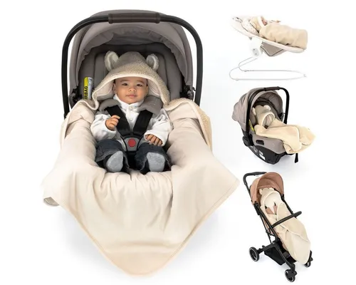 Zamboo Baby Einschlagdecke Fluffy Fleece - Kuschelige Einschlagdecke für Kinderwagen, mit Öhrchen & Gurtschlitzen – OEKO-TEX zertifiziert, ideal für Babyschale & Buggy, sorgt für wohlige Wärme und Sicherheit.