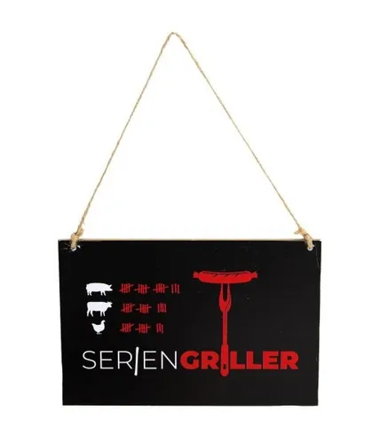 Riffelmacher BBQ Schild aus zum Hängen Seriengriller 18 x 12 cm  BBQ Schild