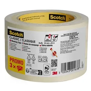 Scotch CLASSIC Kreppband beige 24,0 mm x 50,0 m 1 Rolle von Scotch