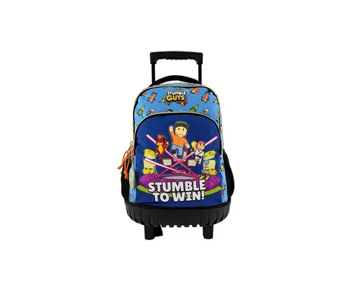 Stumble Guys Trolley Rucksack mit Rollen für Schule und Ausflug